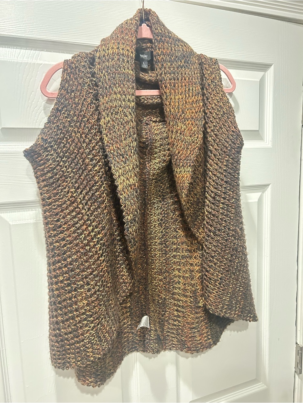 Mossimo Supply Co. Multicolor Brown Knit Sleeveless Cardigan